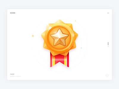 Gold icon app award badge colors congratulation game gold icon icons label level medal rank red rich star ui vector web
