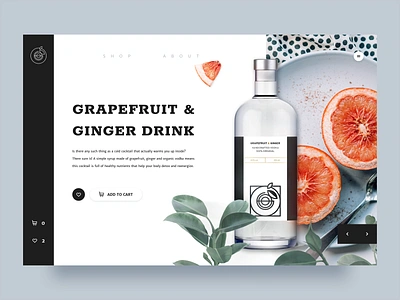 Grapefruit Drink - Product Page Concept cart clean concept drink environment grapefruit interface minimal natural product product page shop store typogaphy ui user experience ux vodka web website design