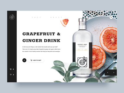 Grapefruit Drink - Product Page Concept cart clean concept drink environment grapefruit interface minimal natural product product page shop store typogaphy ui user experience ux vodka web website design