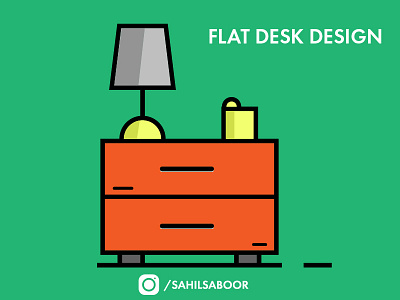 Flat Desk Illustration desk drawers flat design flat design vectors flat illustration vector drawer vector lamp