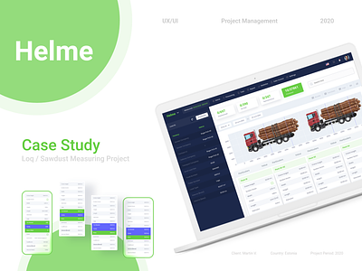 Helme: Sawdust Measuring Project Management web app dashboard