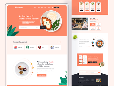 Foodies - Food Website delicious food delivery food service foodies interface pizza restaurant saddam service startup tasty typography ui ui designer ux web website yummy