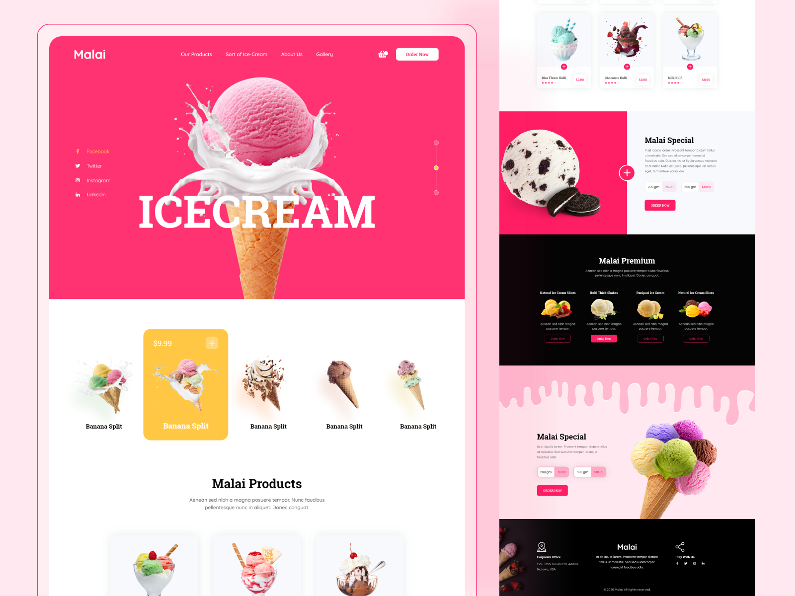 Malai - Ice Cream Shop Website Design by Saddam Hosen 🏆 on Dribbble