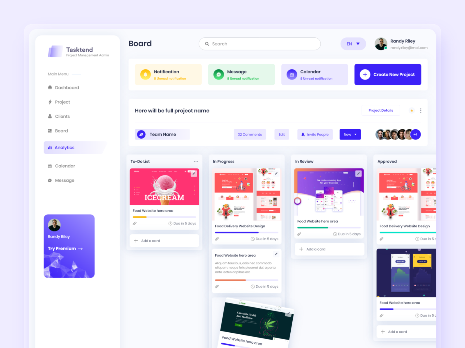 Tasnd - Project Management Dashboard - Board by Saddam Hosen 🏆 on Dribbble