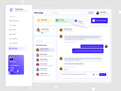 Project Mgt Dashboard - Message 3d activity feed dashbaord discussion management message mobile app project project management project365 saddam typography web application web apps webapp webapp design website