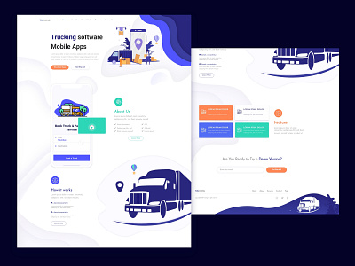 Trucking Software Landing page agency app landing page app landing template app showcase corporate creative design landing landing page landing page design landingpage mobile app one page software startup trucking trucking app unique design