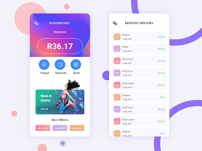 Financial App app app design cards clean colored eco events firming global warming illustration interface ios app mobile apps product design recycle user interface ux