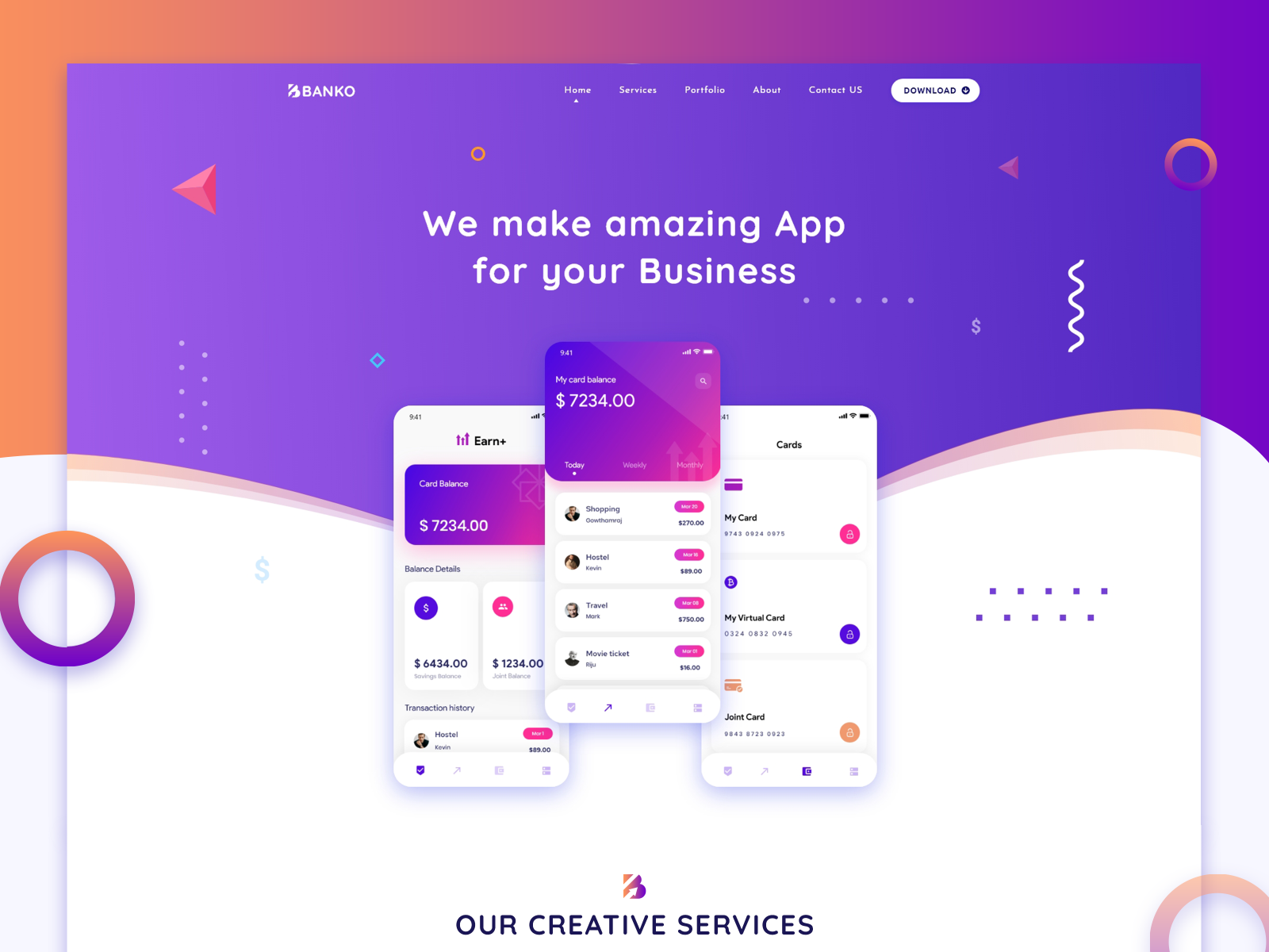Banko App Landing Page by Saddam Hosen 🏆 on Dribbble