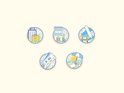 Travel Category Icons circle feature icon icon design soft colors tickets tour travel vacation