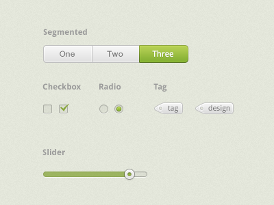 Green Leaf UI kits checkbox design element green leaf radio segmented slider tag ui uikits website