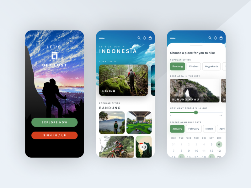 Iphone лендинг. Adventure app. Gallery UI.