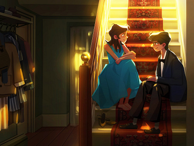 movie character design characters girl illustrations love movie painting stairs