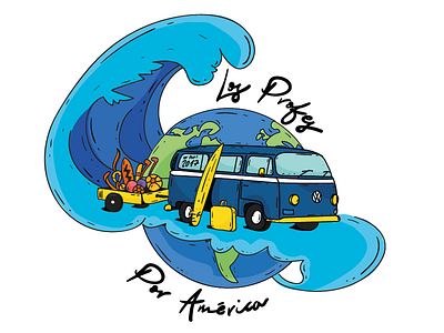Volkswagen trip alaska america illustration mochilero travel trip volkswagen world