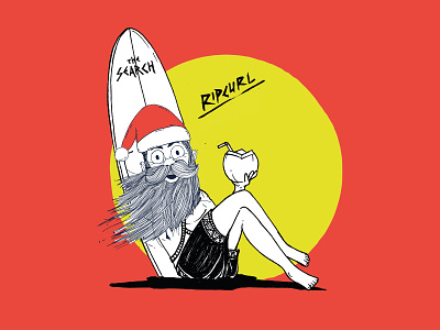 Illustration Santa Claus for Holidays merry christmas navidad papa noel rip curl