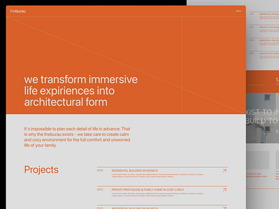 Wireframe for Architectural Bureau architecture design minimal mockup modern orange simple ui ux website wireframe