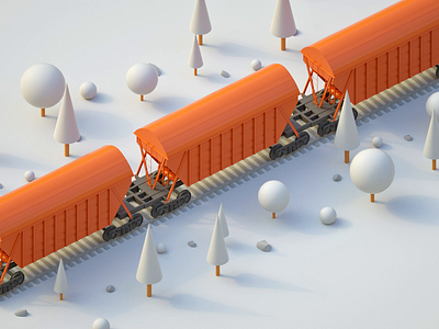 Daily render 3d animation cinema4d design georgia isometric loop train