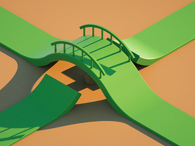 A Practical Bridge 3d 3d animation bridge cinema4d clay daily green isometric octane