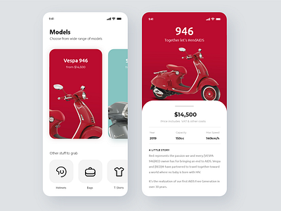 Vespa shop mobile ui adobexd daily iphone iphonex mobile modern red scooter shop ux uxdesign uxui uxuidesign vespa
