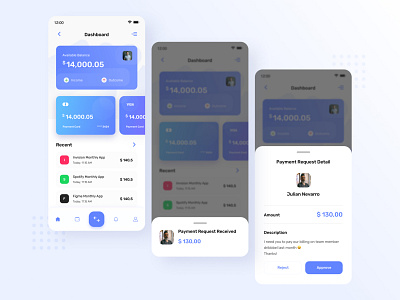 Financial App | Payment Request app balance card finance finance app ios ios app ios app design money ui ux wallet