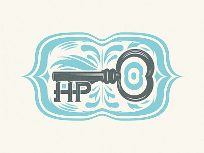 HP Key crest decor emblem initials key logo vector