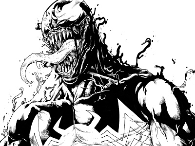 Venom black comic illustration ink marvel tongue venom villain white