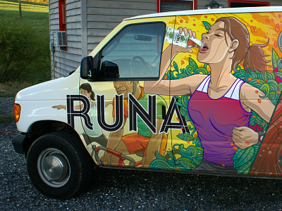 Runa Van Wrap beverage design drink illustration mockup people print van vector