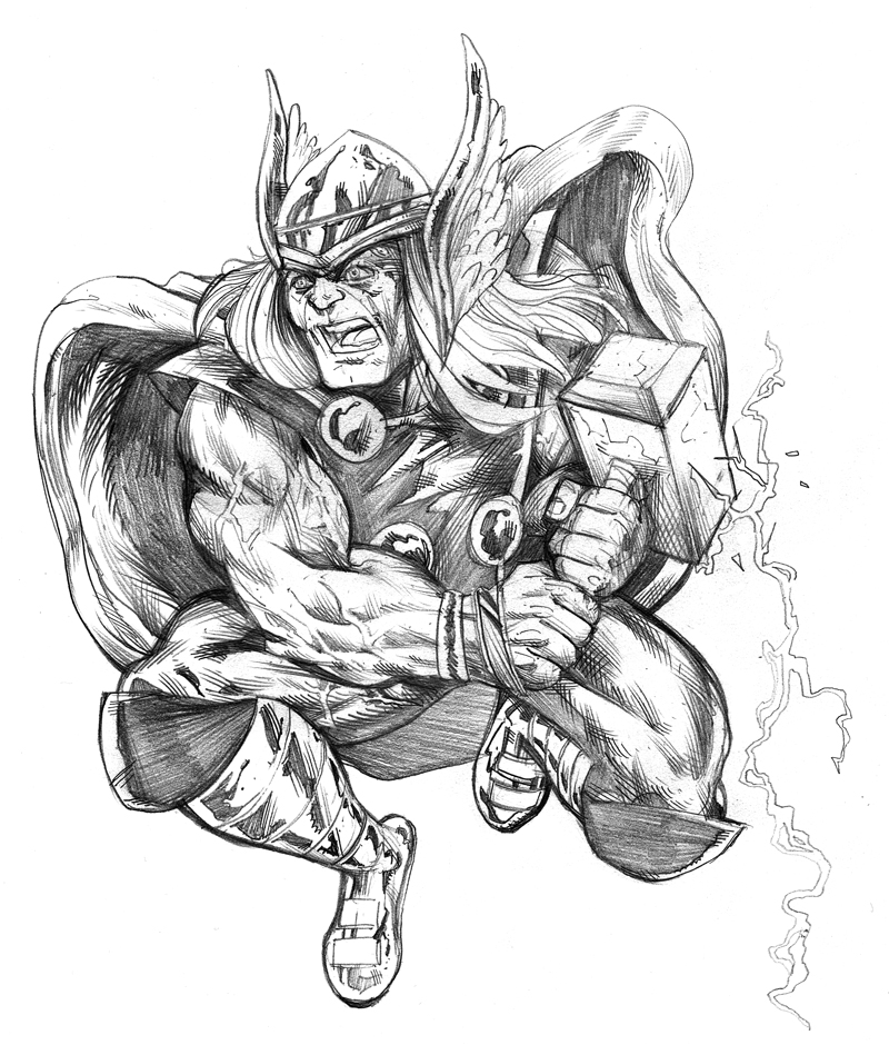 Thor, Drawing by Guddu | Artmajeur
