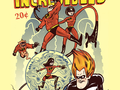 Tales of The Incredibles art color comic disney golden illustration photoshop pixar vintage
