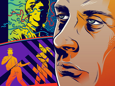 Ian Curtis band colorful drawing illustration music photoshop