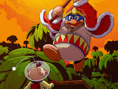 King Dedede Vs Olimar adobe art brothers illustration kirby nintendo photoshop pikmin smash super wacom