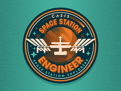 Space Station Explorer – Engineer badge circle explorers iss set space stars station sticker vector