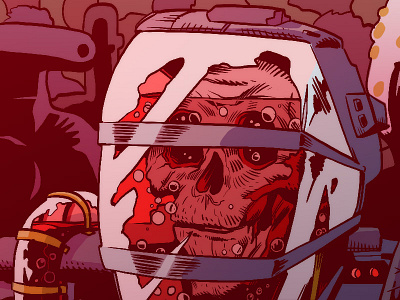Death Mech (With Color) color death illustration mechanical photoshop robot skull