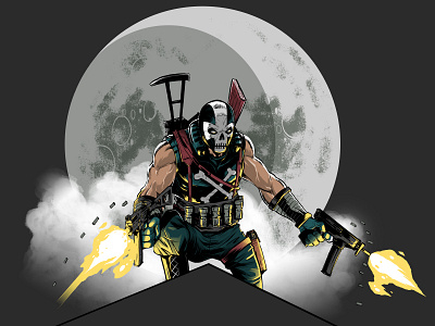 Crossbones art clouds comics grey guns illustration marvel moon photoshop shooting skull threadless