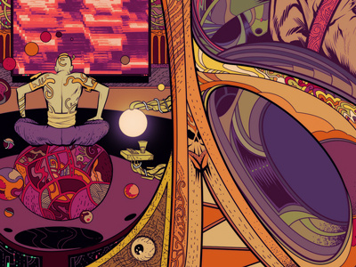 Future Hijack | 1 clipstudiopaint colorful future illustration lineart man media purple surreal