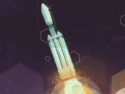 SpaceX Falcon Heavy annual report color cover illustration photoshop rocket rocket launch space space exploration spacex