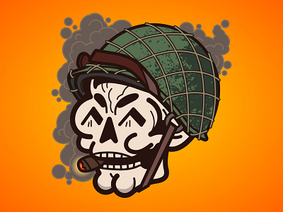Sgt. Butt Savage army butt chin cigar gamer logo helmet illustration illustrator skull smile vector xboxone