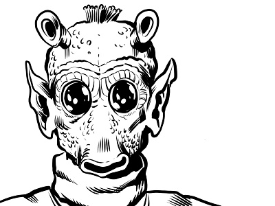 Greedo black and white clip studio paint drawing illustration st star wars