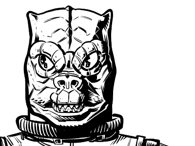 Bossk black and white bounty hunter clip studio paint drawing illustration star wars