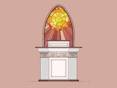 Pulpit bible christianity church colorful cross illustrator podium preacher stained glass sun vector