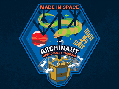 Archinaut Space Mission Patch eel flat illustration illustrator iss made in space mars patch robot robotics structure vector