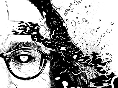 Mind Blown art book black and white blobs clip studio paint drawing floating glasses illustration ink weird