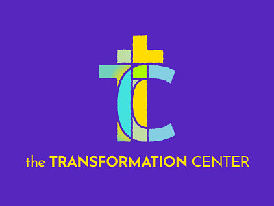 The Transformation Center | Logo blue christian colorful counseling cross custom type green logo purple stained glass therapy type vector yellow