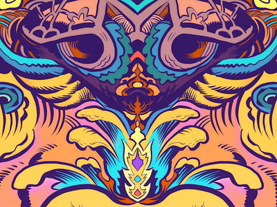 Behold! art clip studio paint colorful decorative detailed glow head illustration linework mystical psychedelic stars temple tiger weird