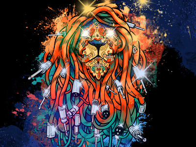 Rasta Music Lion cables colorful illustration light lion music ornate xlr
