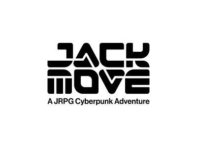 Jack Move logo 1980s black brand branding chunky cyberpunk electricity indie game jack move jrpg logo logo design logomark minimalist movement retro retro future typography vector video game