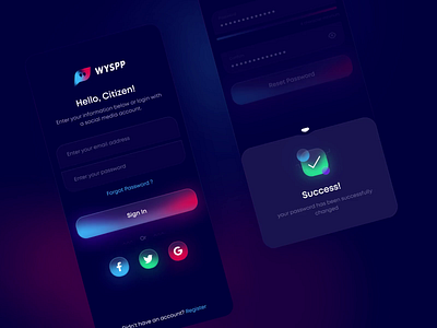 Citizen Journalism Mobile App - Sign in flow (Forgot Password) animation app black bright design forgot password gradient graphic design mobile motion graphics sign in sign up ui