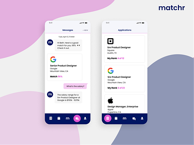 matchr brings the best job matches to you job search mobile app product design recruitment