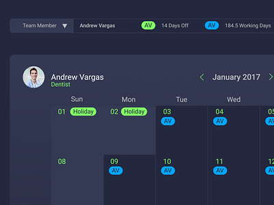 PIYP team calendar detail design ui