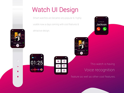 Smart Watch UI Design design icon illustration smartwatch typography ui uidesign vector voicerecognition