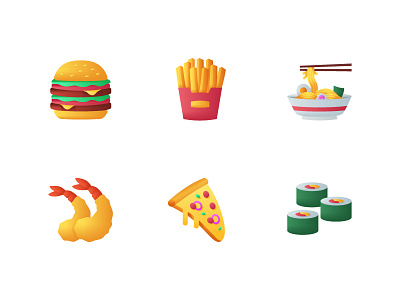 Food Icon assets burger design food food and drink food icon food illustration french fries icon icons illustration noodle pizza ramen shrimp sushi